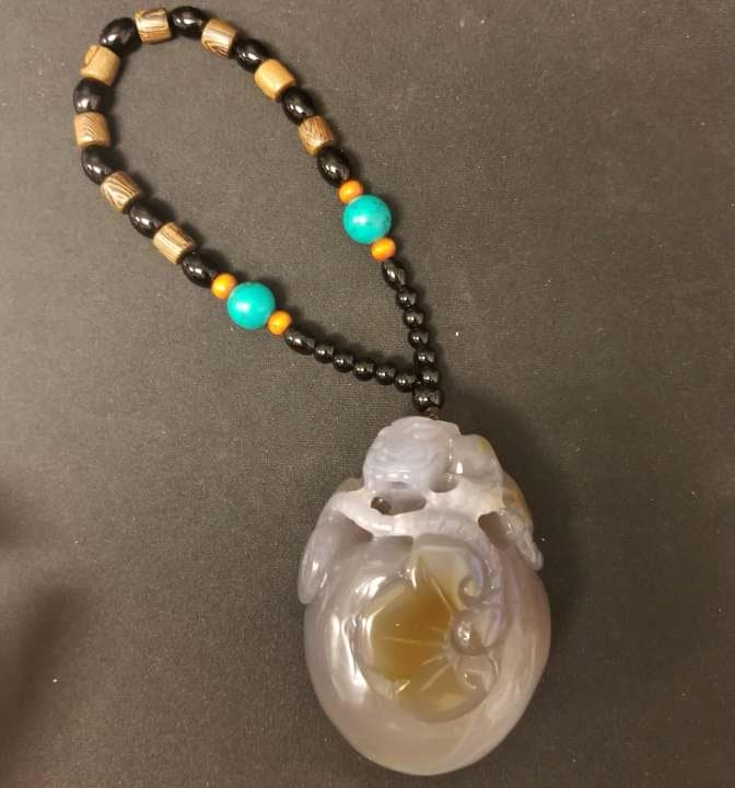 中国　白玉　ネックレス　骨董品　美術品 仏教美術 本物和田白玉 ネックレス 浮き彫り 観世音様 お守り 縁起物