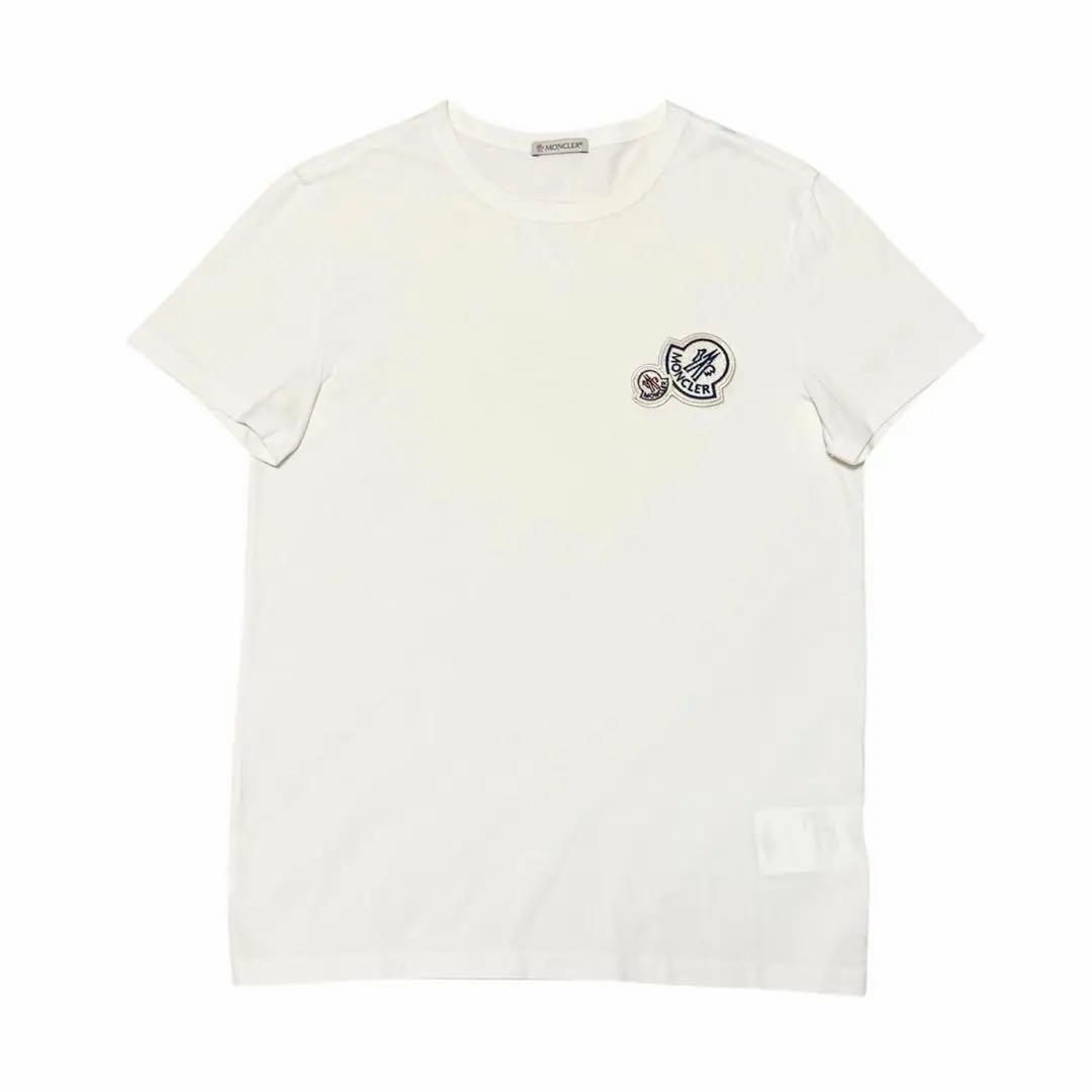 極美品】MONCLER ダブルロゴワッペンTシャツ ホワイトS - メルカリ