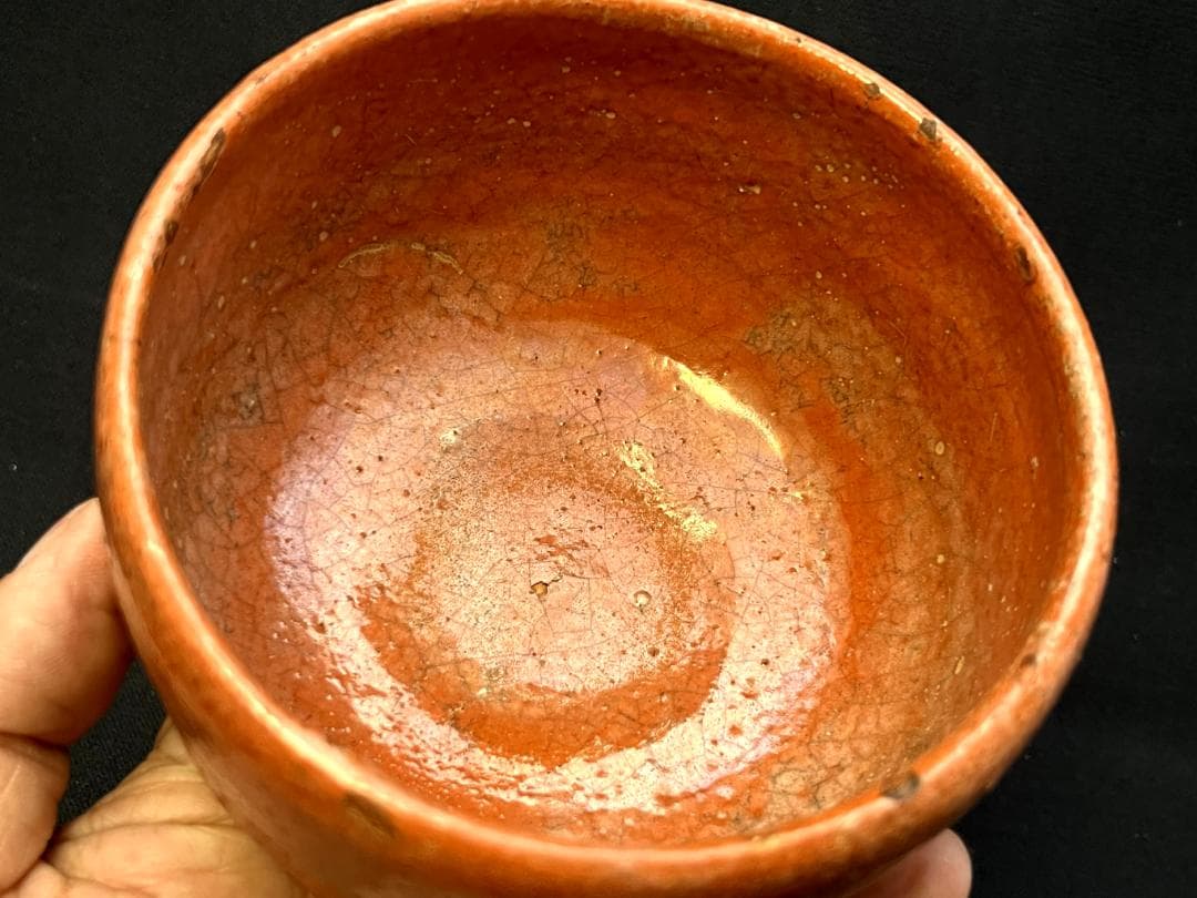 抹茶碗□古赤楽 抹茶碗 かなり時代のある古楽焼 江戸期