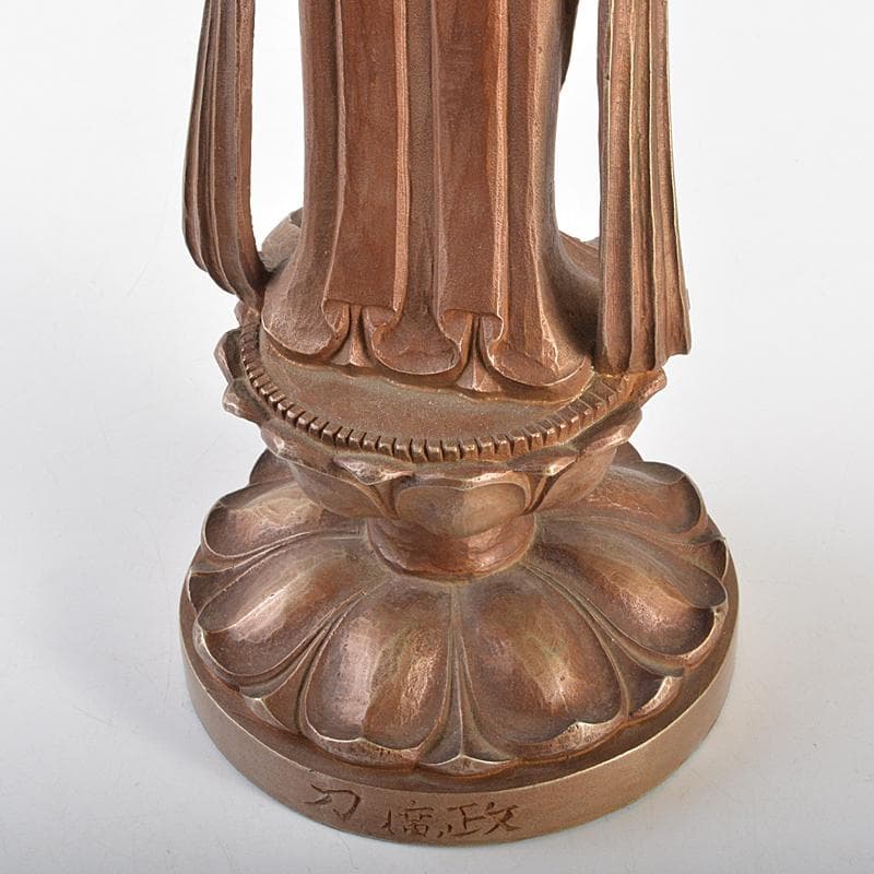 文化勲章受章　彫塑家　澤田政廣作　ブロンズ　聖観音菩薩像　F　R7123B