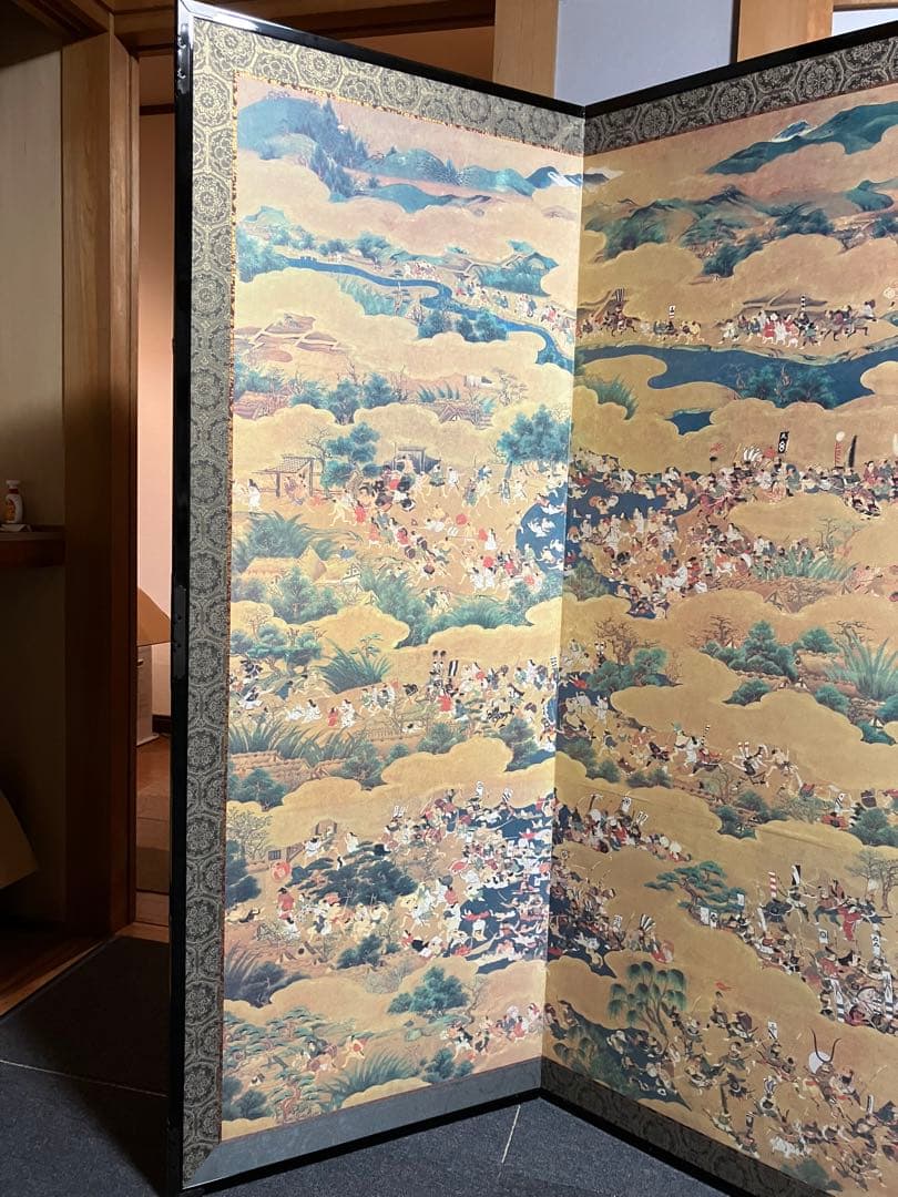 大阪夏の陣図 左隻 屏風 複製 特大 高級 衝立 六曲 侍 武士