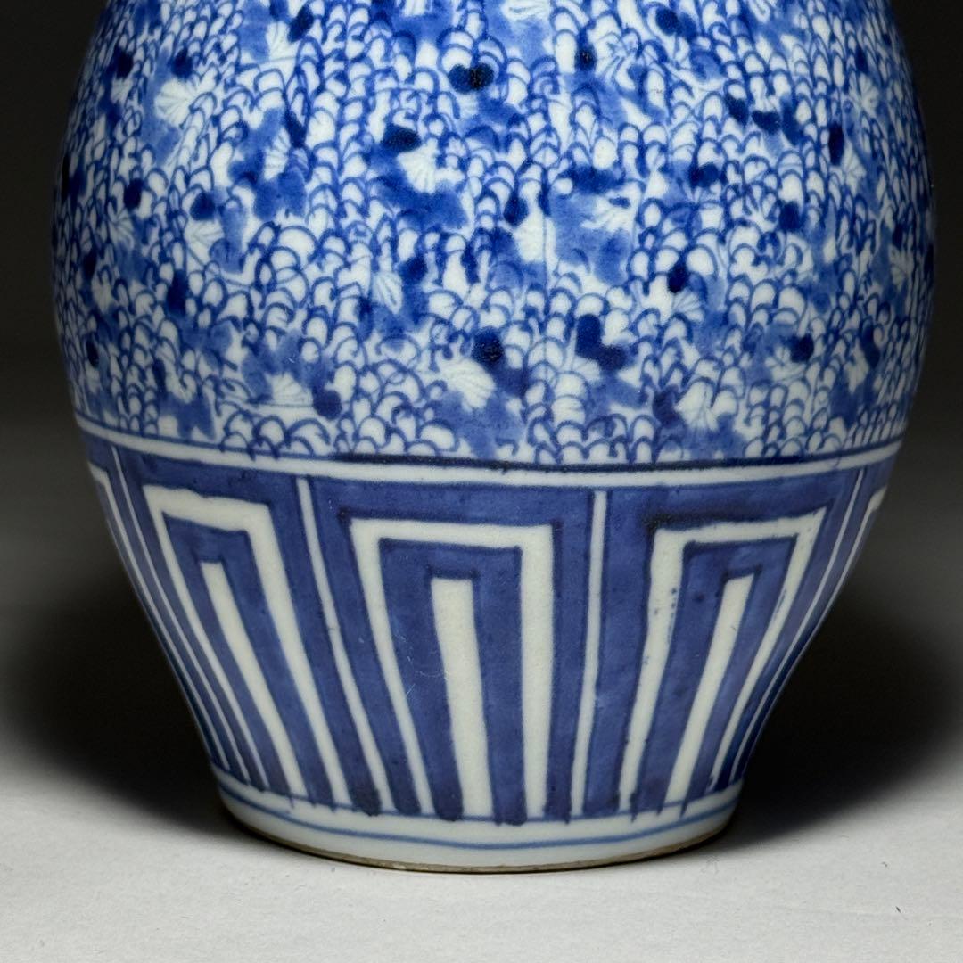 ◇古伊万里 染付微塵唐草文徳利 一輪挿し 花瓶 江戸時代中期〜後期 金