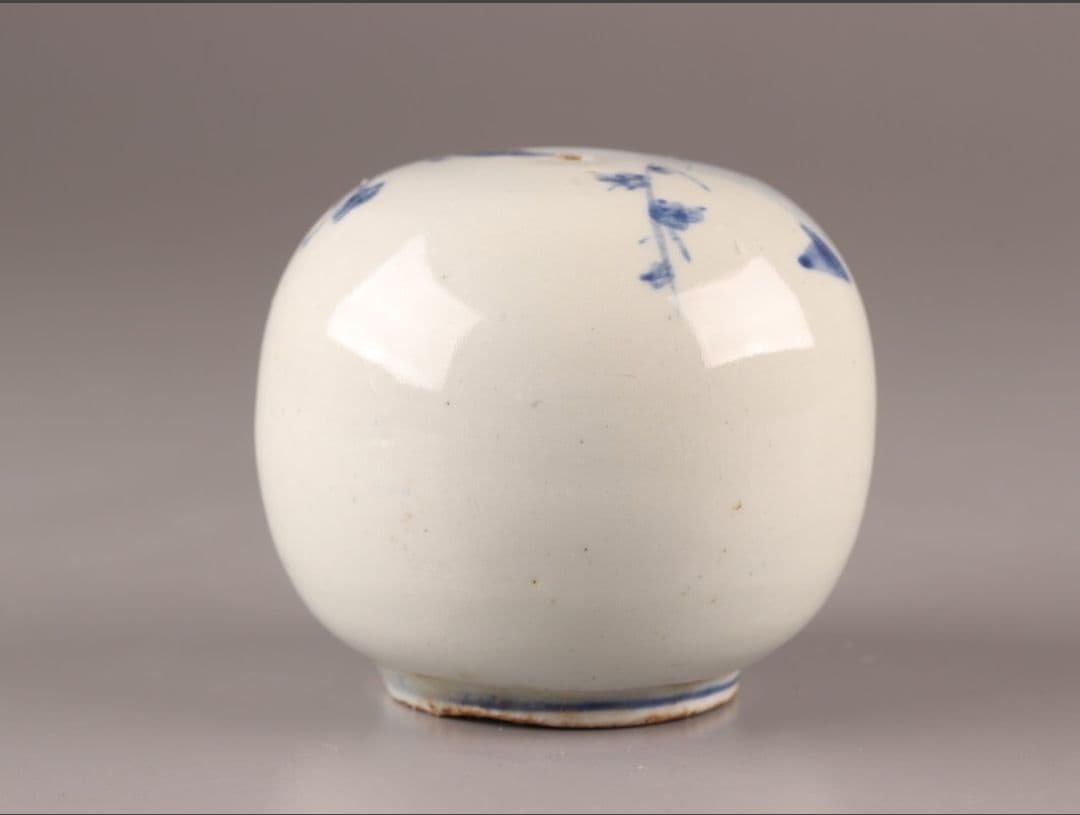 古美術 朝鮮古陶磁器 李朝 白磁 染付 書道具 水滴 時代物 極上品