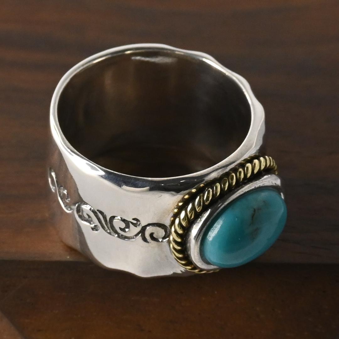 新品仕上げ SAAD ターコイズ リング 10.5号 シルバー925 美品