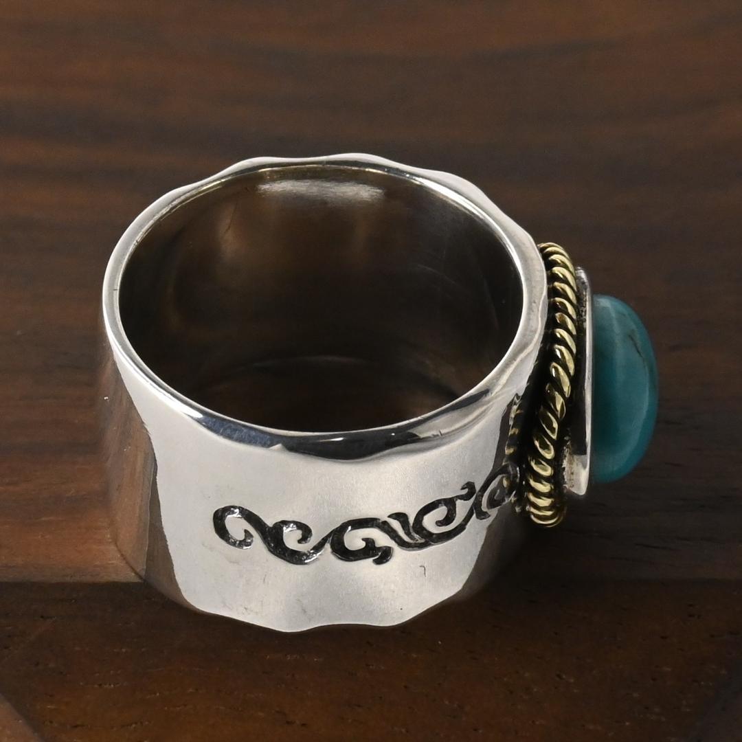 新品仕上げ SAAD ターコイズ リング 10.5号 シルバー925 美品