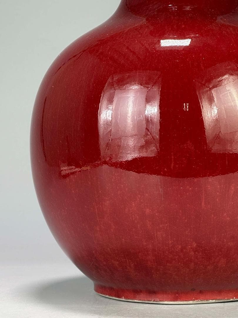 中国美術　中国景徳鎮製 　在銘　辰砂大花瓶　紅釉賞瓶　花入花器　華道具　時代物