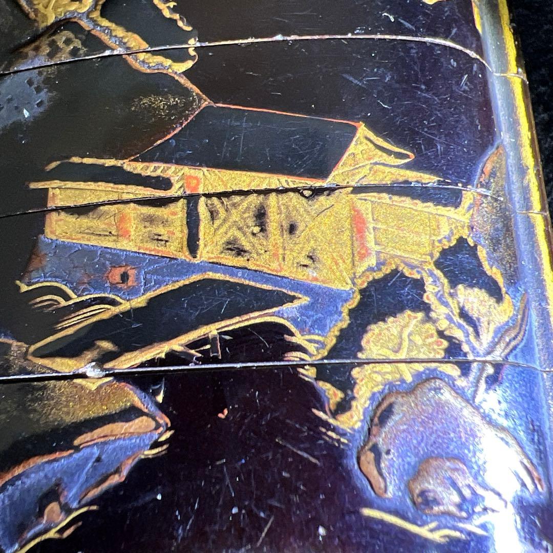 江戸時代 蒔絵木彫五段印籠、透彫木彫根付 43g 東Y8-0109☆2Fタルチ