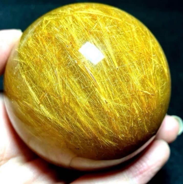 超絶綺麗✨62mm ゴールドルチルクォーツ丸玉スフィア金針水晶