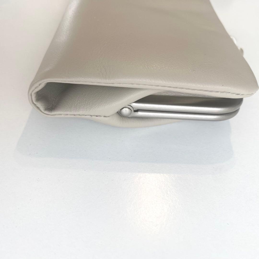 agnes b. アニエスベー 二つ折り財布 ベージュ がま口 レザー箱付き