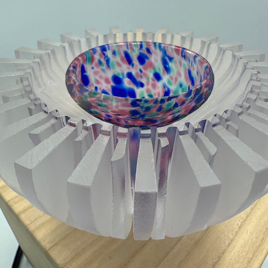 江戸切子作家 山田輝雄 作ガラス花器 オブジェ 伝統工芸 アート