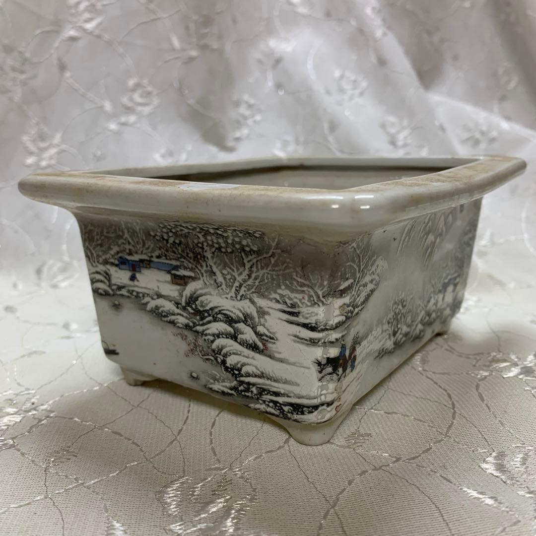 南京　絵鉢　長方