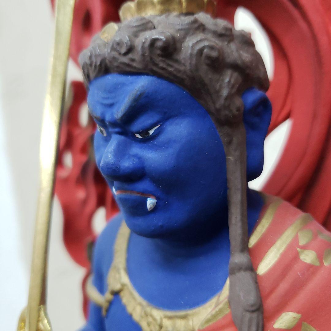 Bフライデー蔵出し特価☆極彩色 不動明王座像4寸 瑟瑟座☆お不動さん