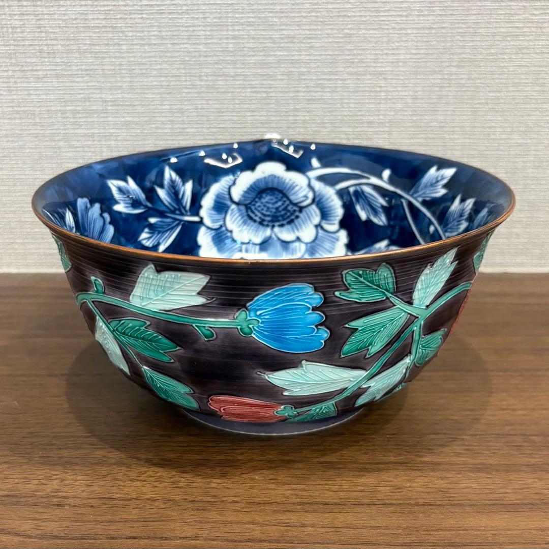 清水焼 秀峰 菓子鉢 盛鉢 交趾牡丹