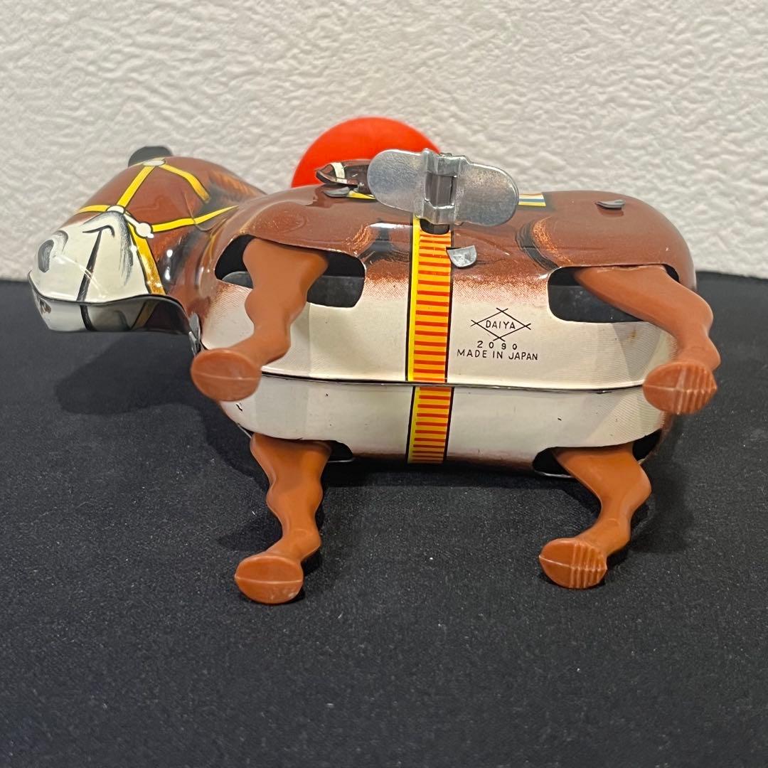 昭和レトロ ブリキ製 カウボーイ ゼンマイ トイ ビンテージ 馬のおもちゃ