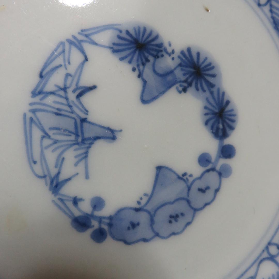 なます皿 染付 4枚 松竹梅 花 銘 窯傷 江戸 - メルカリ