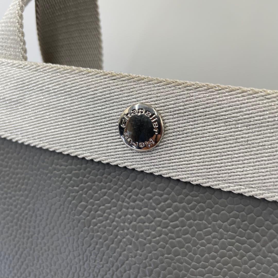 美品 エルベシャプリエ ハンドバッグ 舟型トート L 725GP レザー グレー