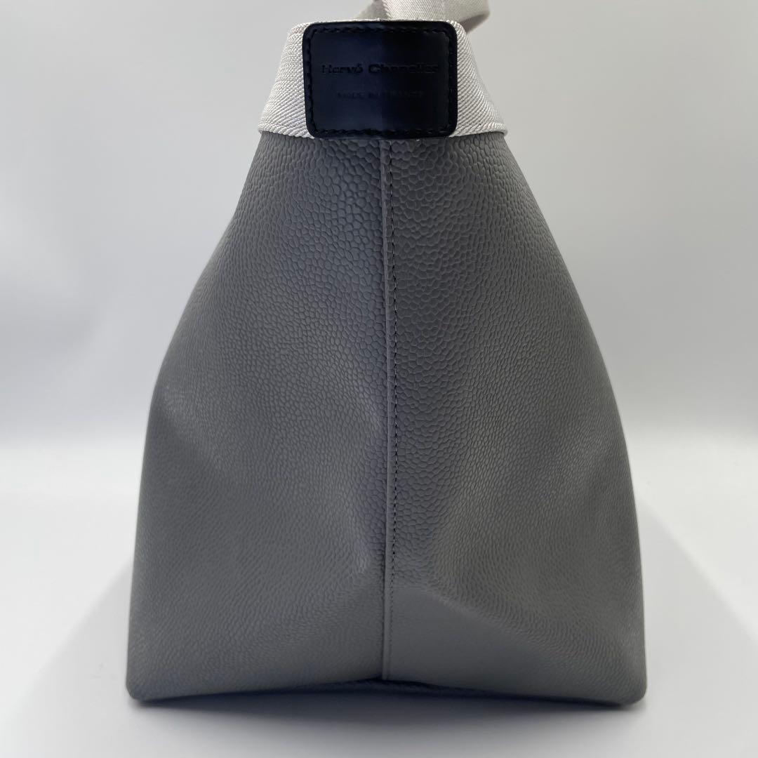 美品 エルベシャプリエ ハンドバッグ 舟型トート L 725GP レザー グレー