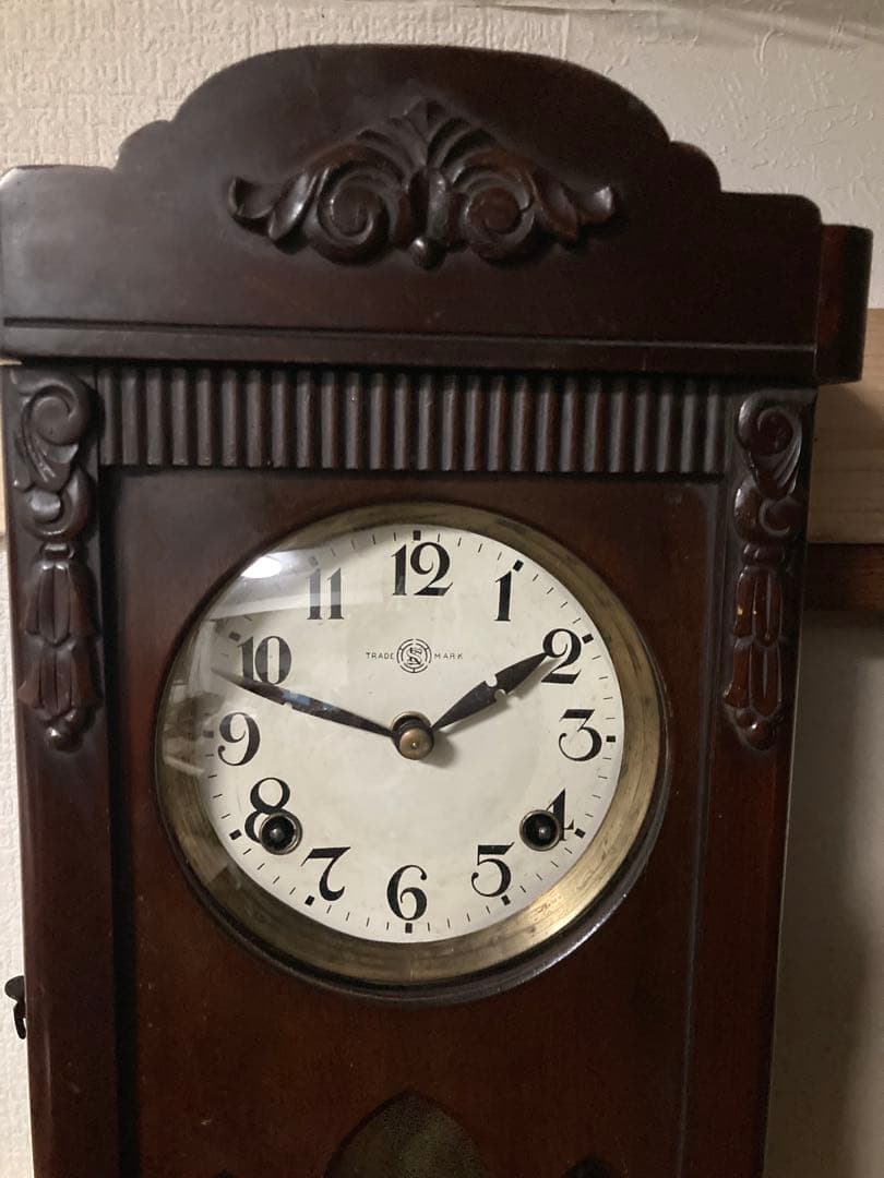 ☆連休限定価格　希少三工舎 アンティーク宮型数打ち式 8日巻 振り子時計 稼動中