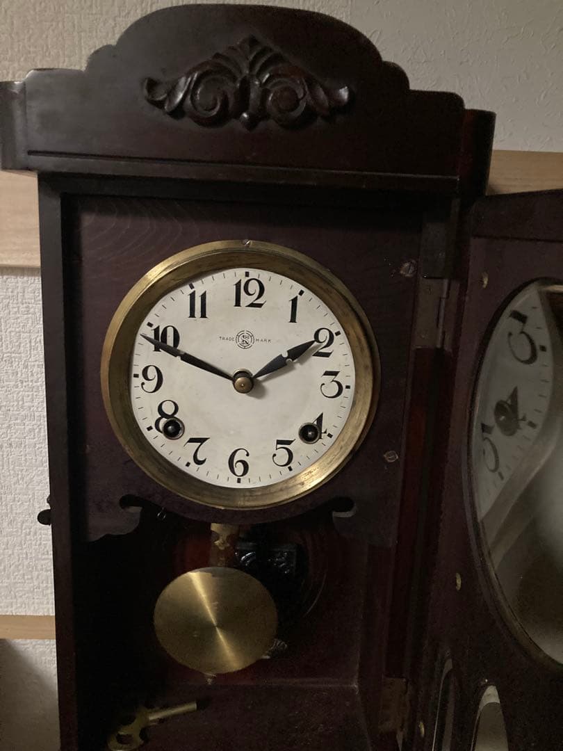 ☆連休限定価格　希少三工舎 アンティーク宮型数打ち式 8日巻 振り子時計 稼動中