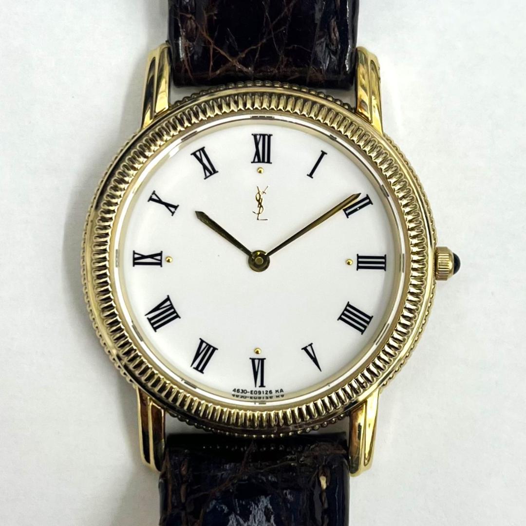 ★YSL イヴサンローラン 4625-E67731 腕時計 白文字盤 稼働品
