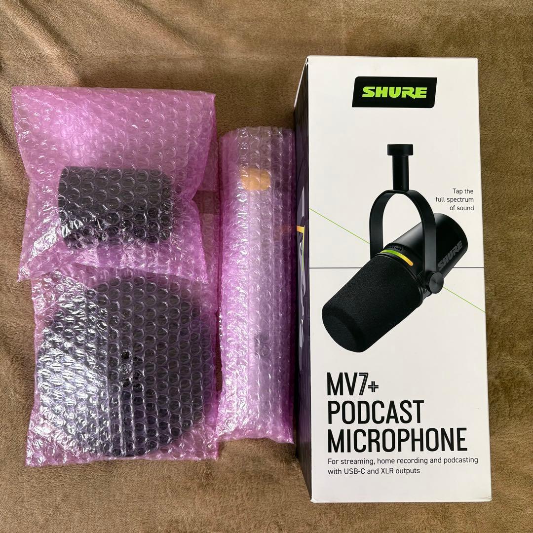 【美品】SHURE MV7+ ブラック｜オーディオテクニカデスクマイクスタンド付