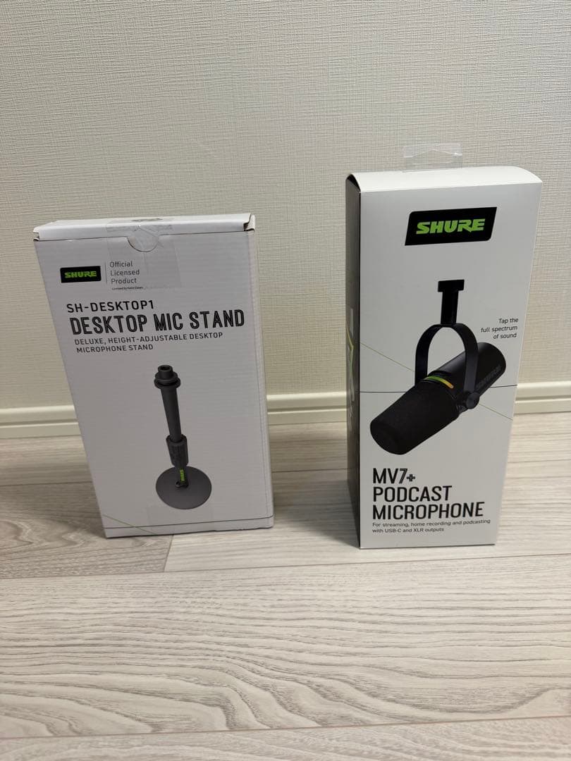 Shure MV7+マイク + Gator SH-DESKTOP1 スタンド