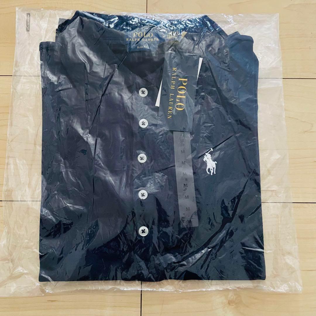 【タグ付き新品】ポロラルフローレン スリムフィットポロシャツＭ紺 正規品 未開封