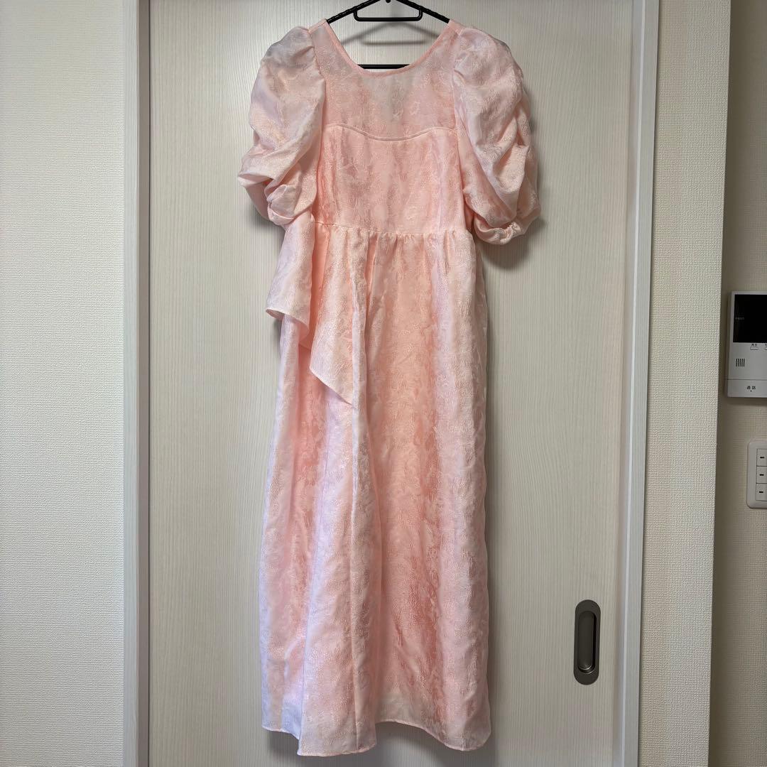 ANDRSED バブルスリーブジャガードドレス ピンク Sの通販はau PAY