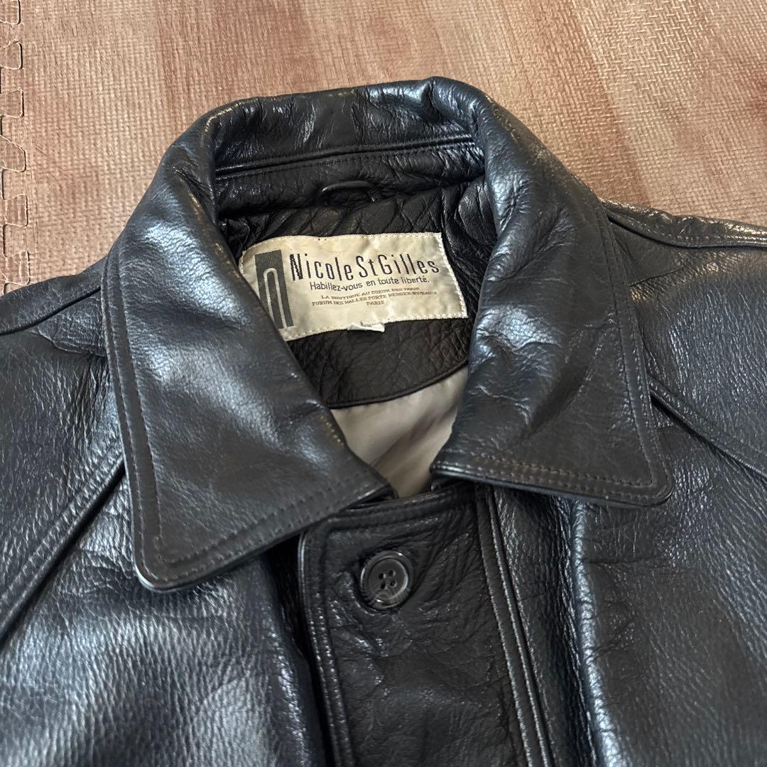nicole st gilles 牛革 黒 A2 リアルレザージャケット L - メルカリ
