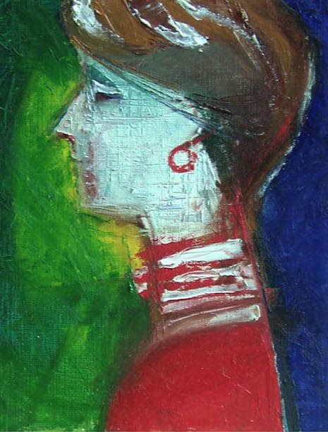 油絵 菅家令子 絵 絵画インテリア額付(青緑＋金色の枠)F4-070502人物女