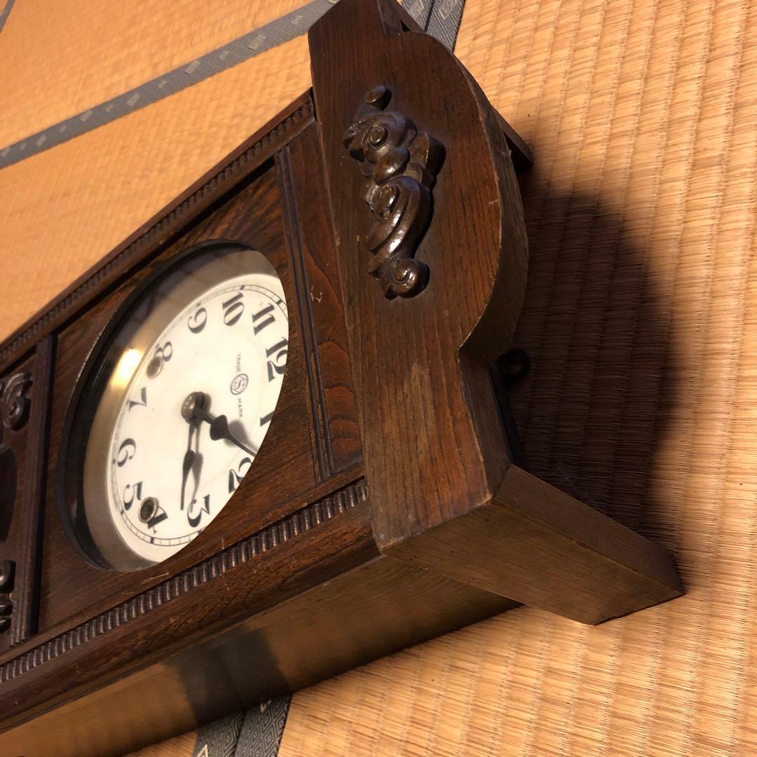 木製掛時計 振り子付き　ゼンマイ式