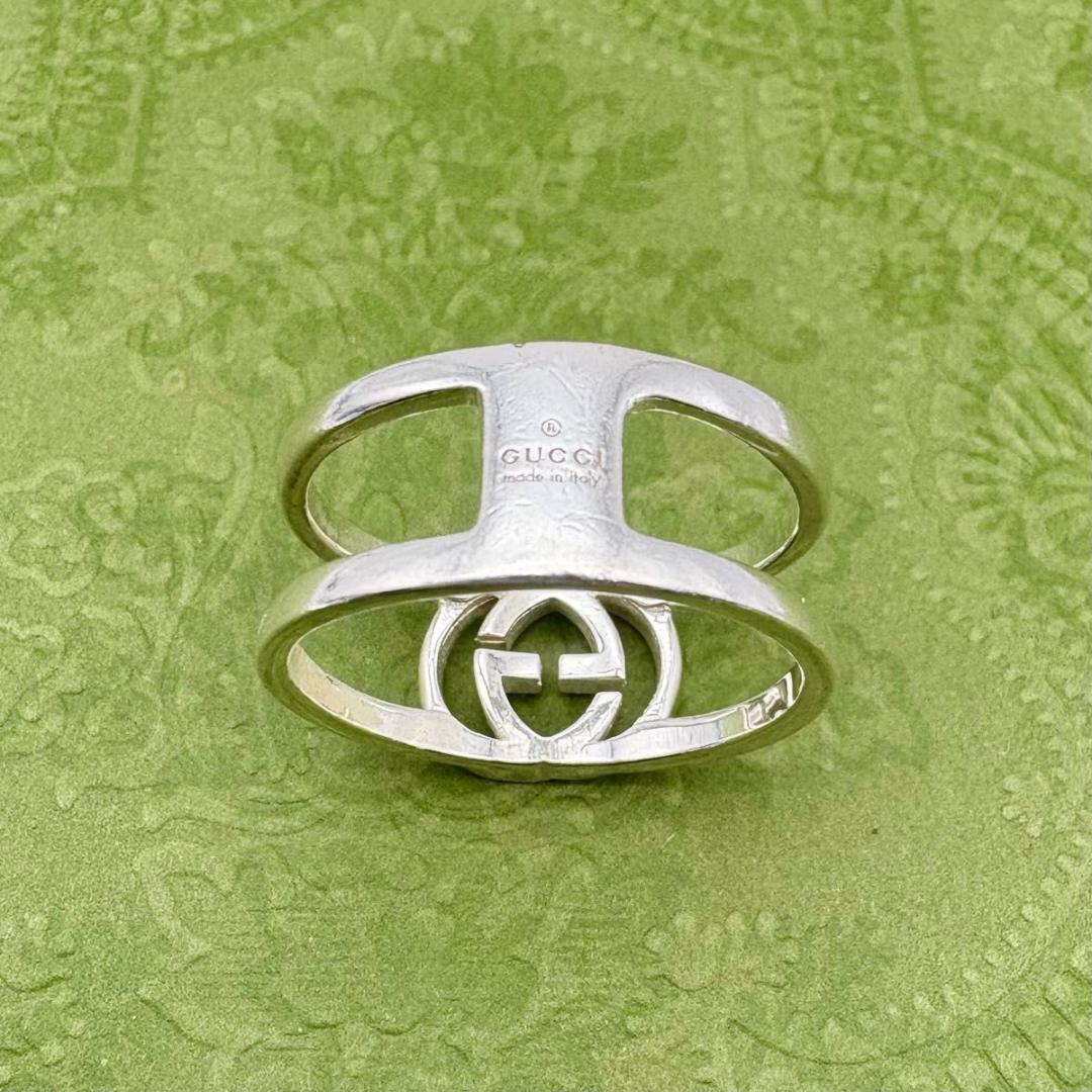 GUCCI シルバーリング インターロッキング オープン 925 20号 19号