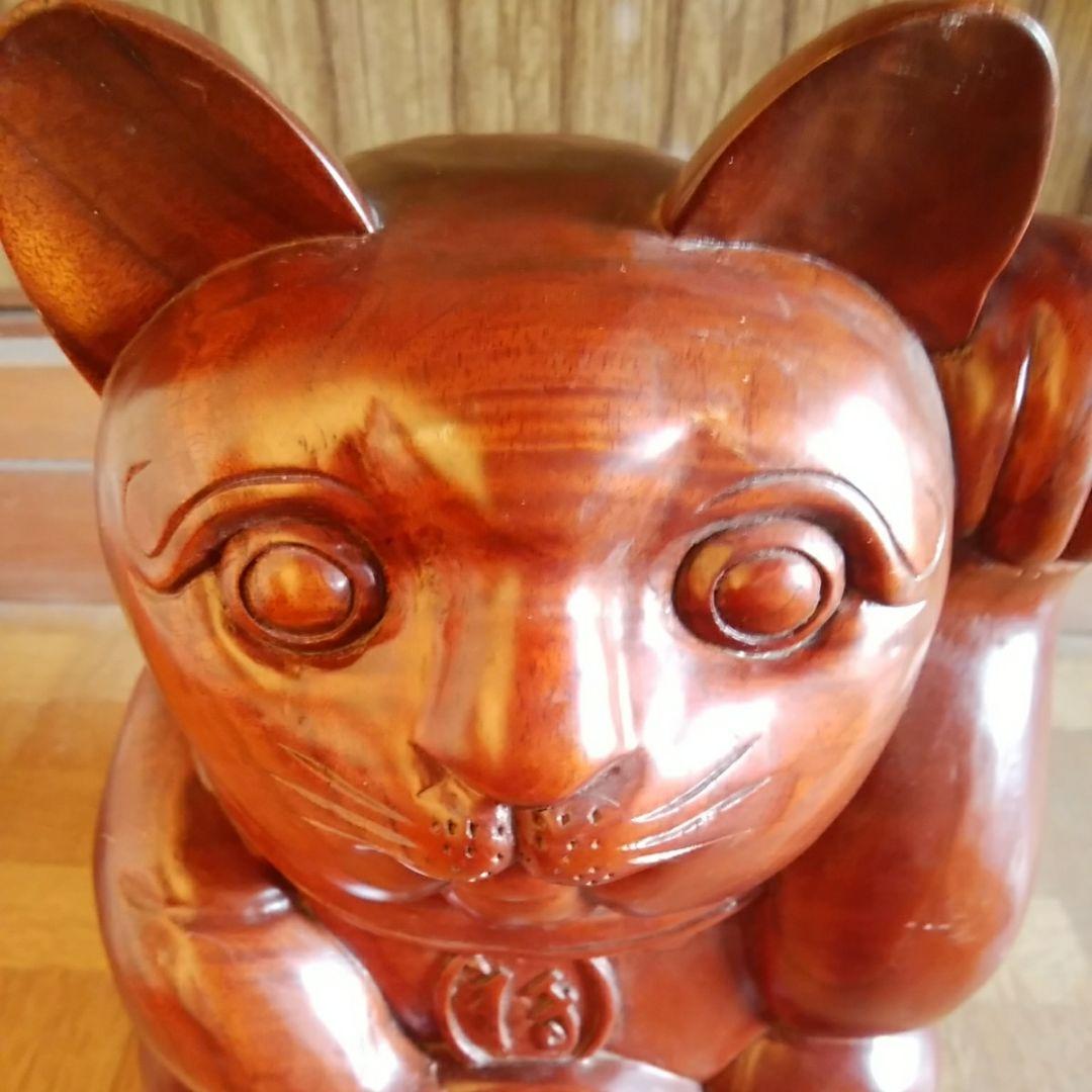 値下げ 木彫り 値下げ 木彫り 招き猫 約30センチ 招き猫 約30センチ