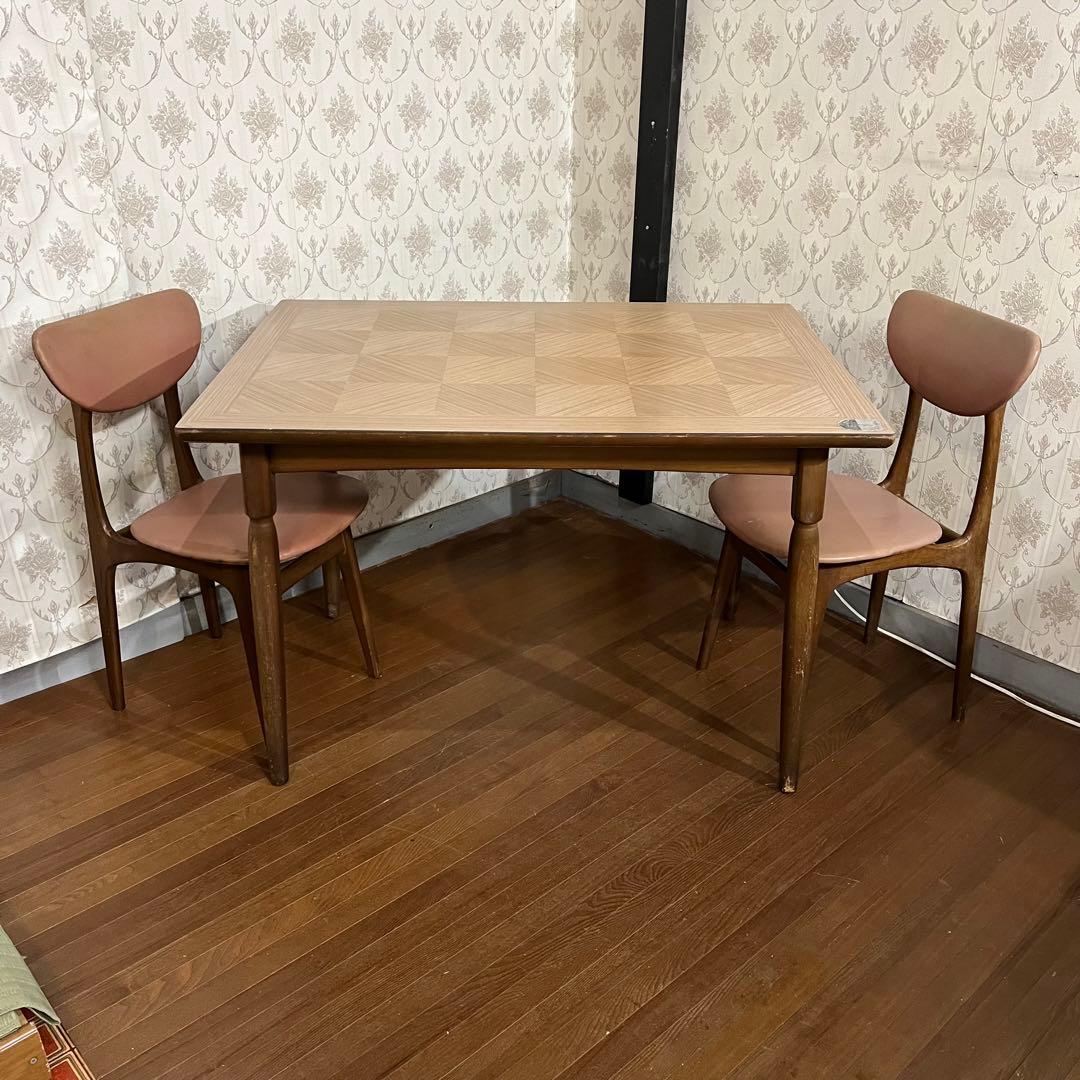 【アンティーク】昭和レトロ トーア 木製 ダイニングテーブル 食卓 古家具