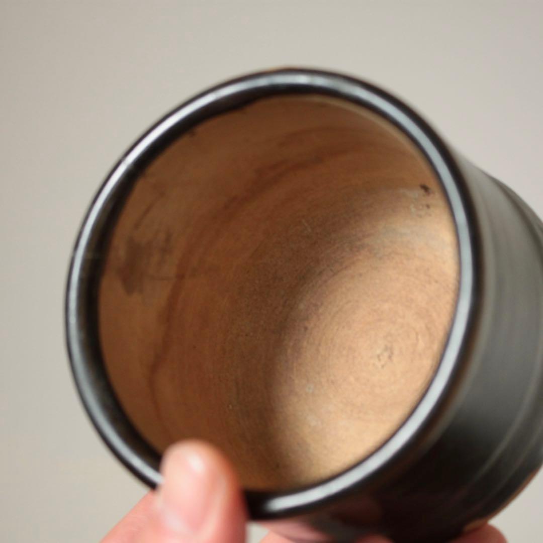 壺屋 褐釉 火入 筒茶碗 古美術 古道具 アンティーク 壺屋焼 会津本郷焼