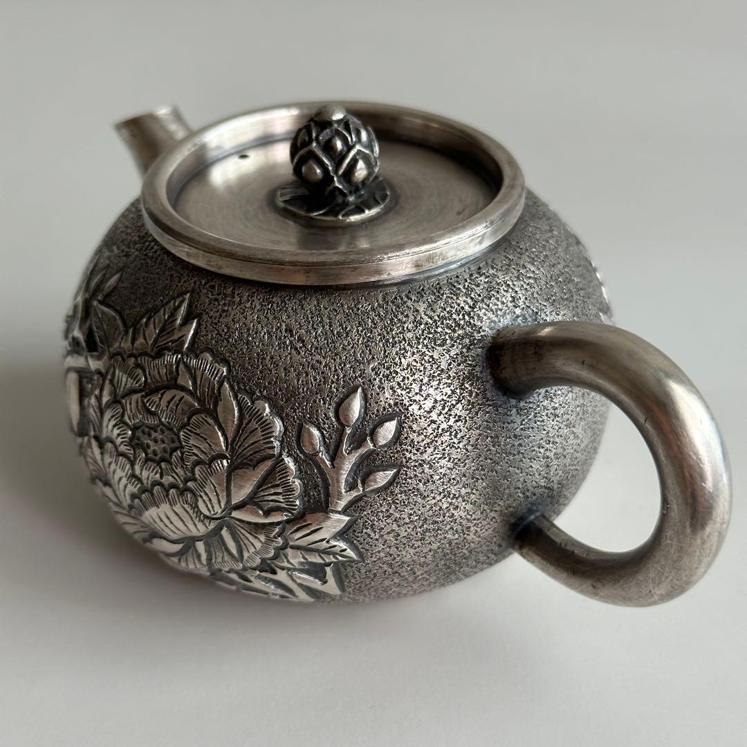 M*a様 銀製 茶器 茶道具 急須 足銀999 牡丹 金属工芸