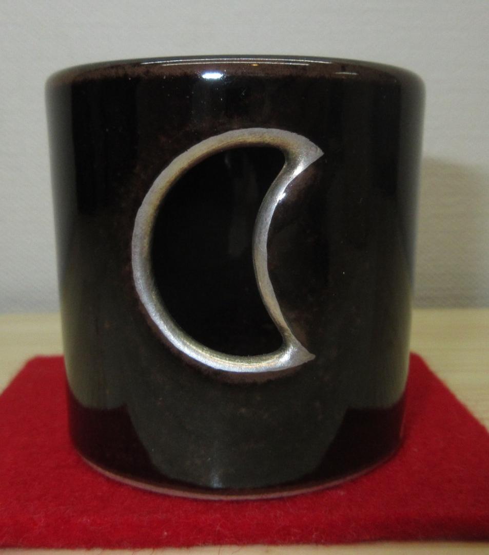 送料込【逢絢亭・新品】茶道具 蓋置 膳所焼 金彩 武蔵野の図 陽炎