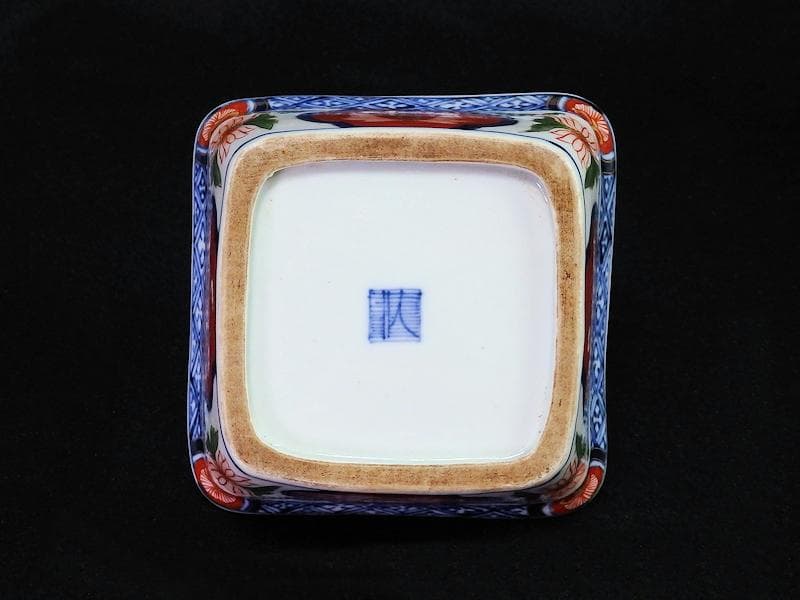 古伊万里　金襴手　欄干に芭蕉葉の図　四方角向付　A105AS-BQi