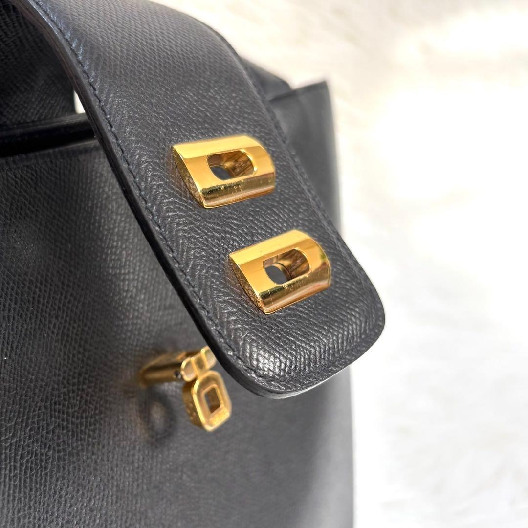 【極美品】WAKO 銀座和光 サフィアーノレザー ゴールド金具　ハンドバッグ　黒