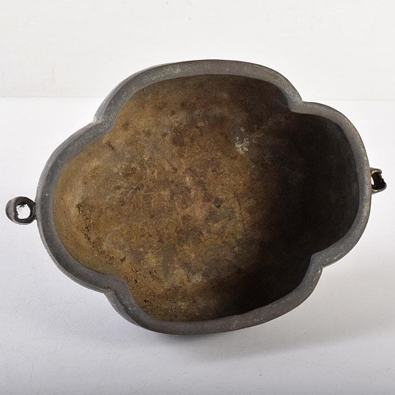 中国 古銅 波刻 木瓜形双耳香炉 M R8837