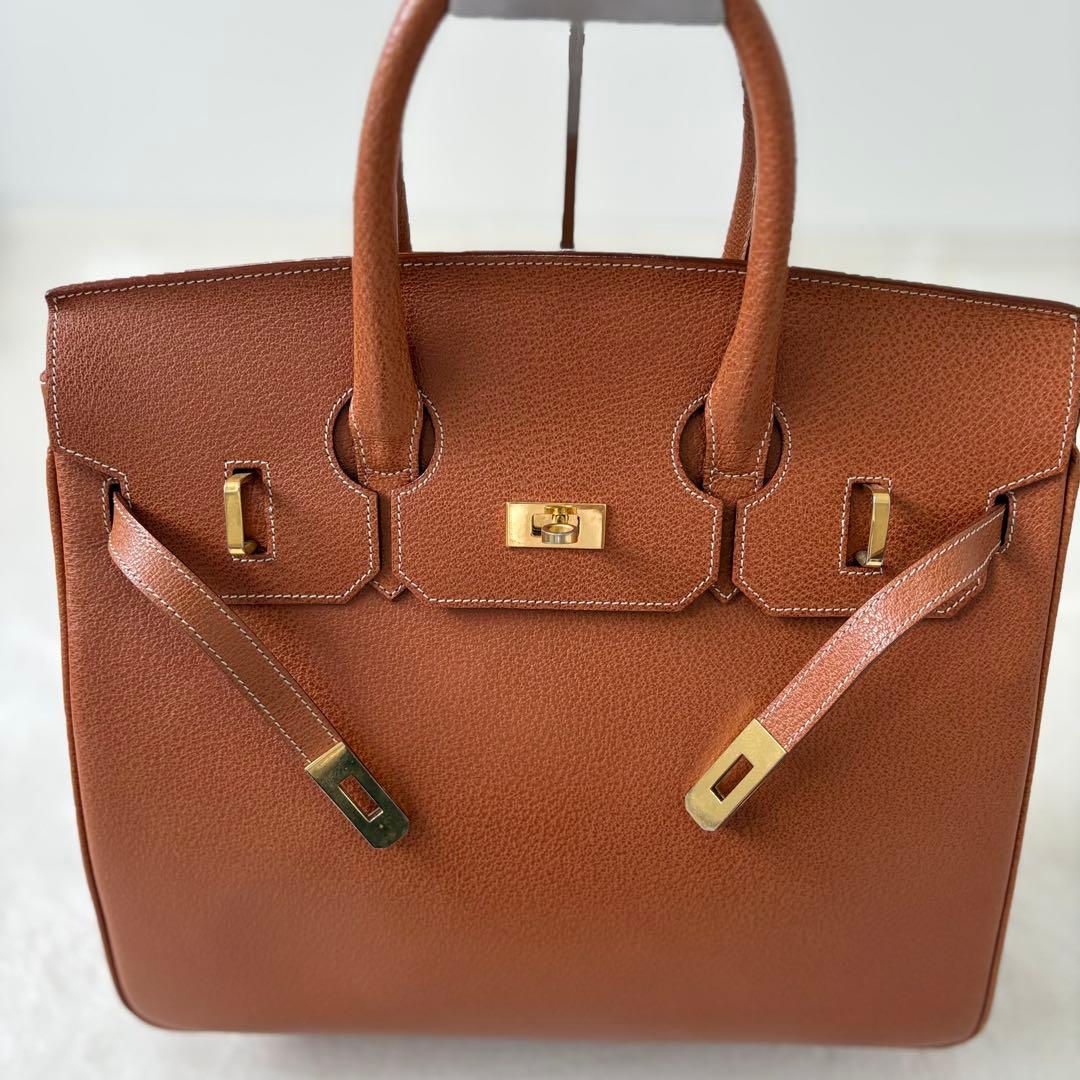 【極美品✨】ノーブランド品 大人気型 ハンドバッグトート 本革 金金具35 A4