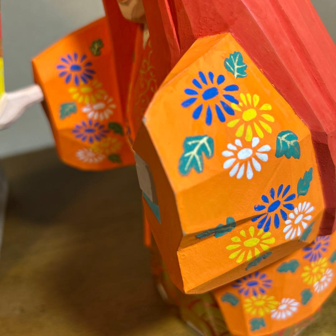 白鹿園 奈良人形一刀彫 染川宗進作 猩々 共箱付き