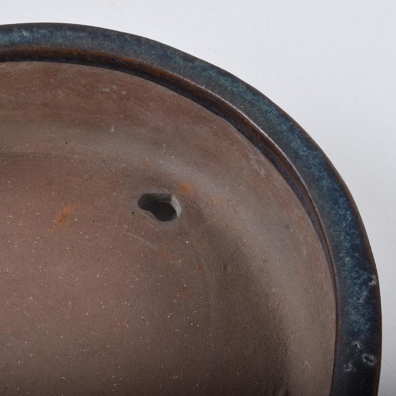 中国　清源豊國製造　紫砂　朱泥　海鼠釉　楕円盆栽鉢　植木鉢　M　R8987B