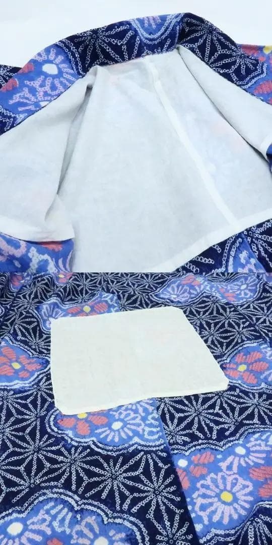 Y3232◆美品 綿 有松鳴海絞り 背・胸・居敷当付 手縫い 麻の葉 高級浴衣