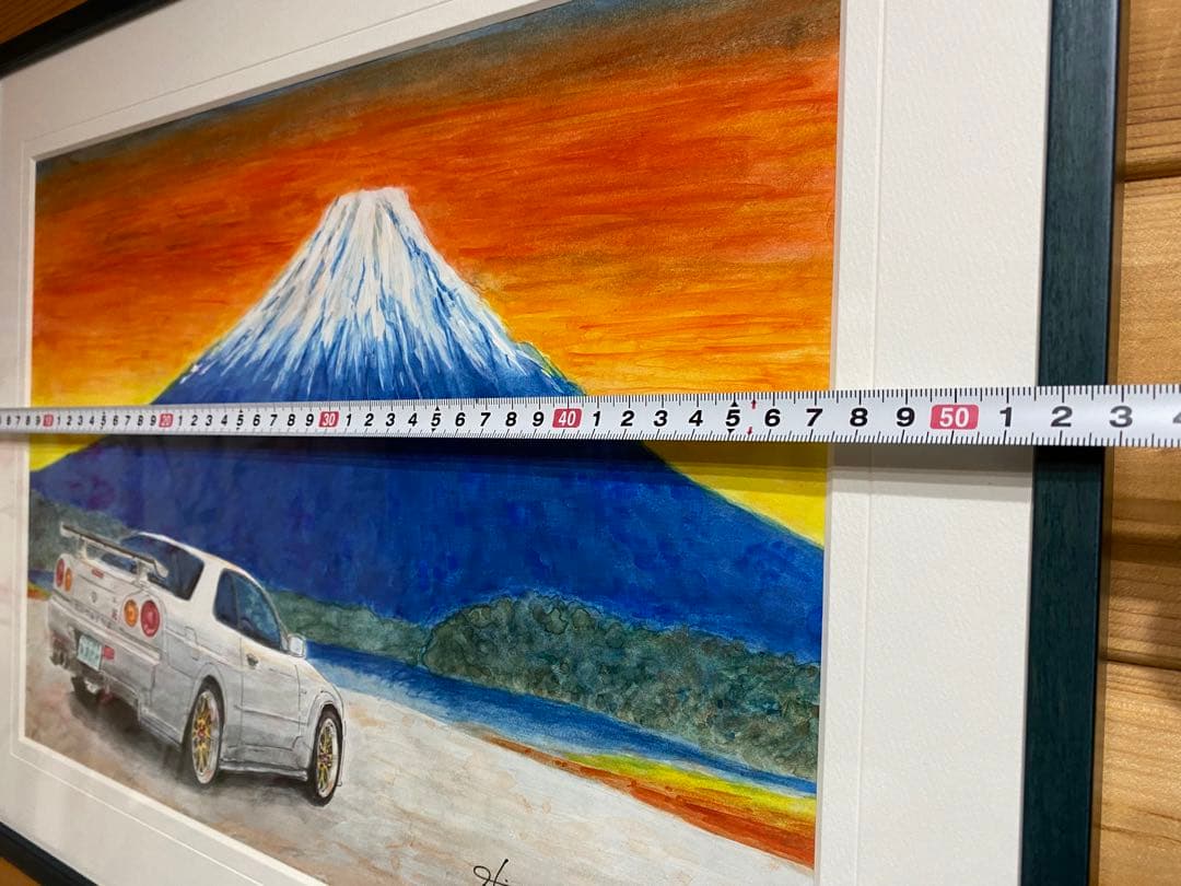 スカイラインGTR R34 part１「R34と富士山」水彩画