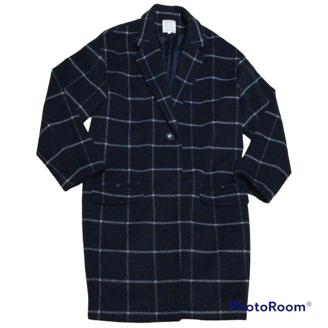 todayful トゥデイフル ロングコート チェック柄 ブルー 青 38 M