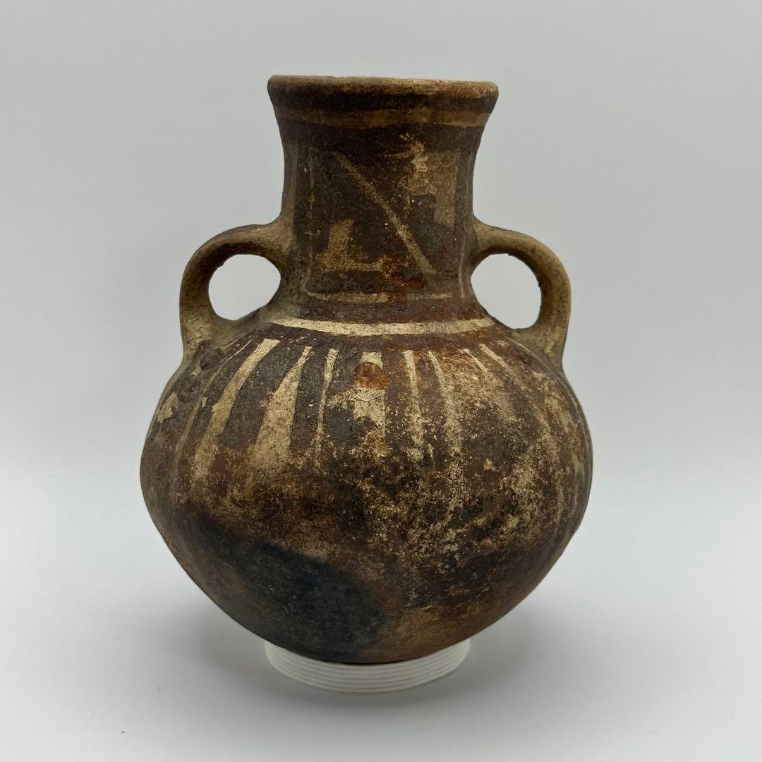 土器】鑑定カード付 黄地黒彩壺 チャンカイ文化後期 プレコロンビア