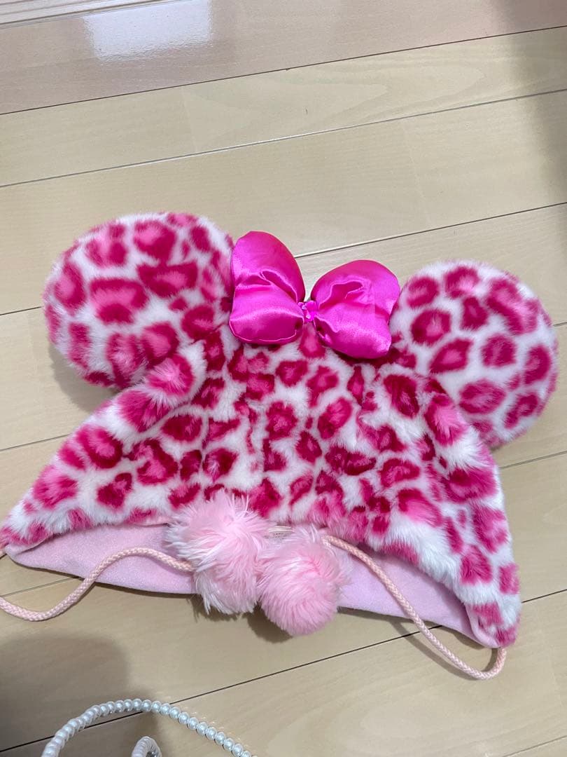 ミニー ファンキャップ ヒョウ柄 ピンク