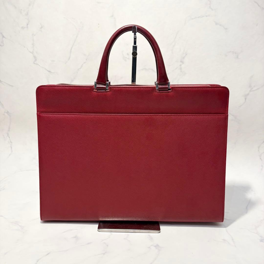 【美品】BURBERRY バーバリー　ブリーフケース　希少品　赤　レザー