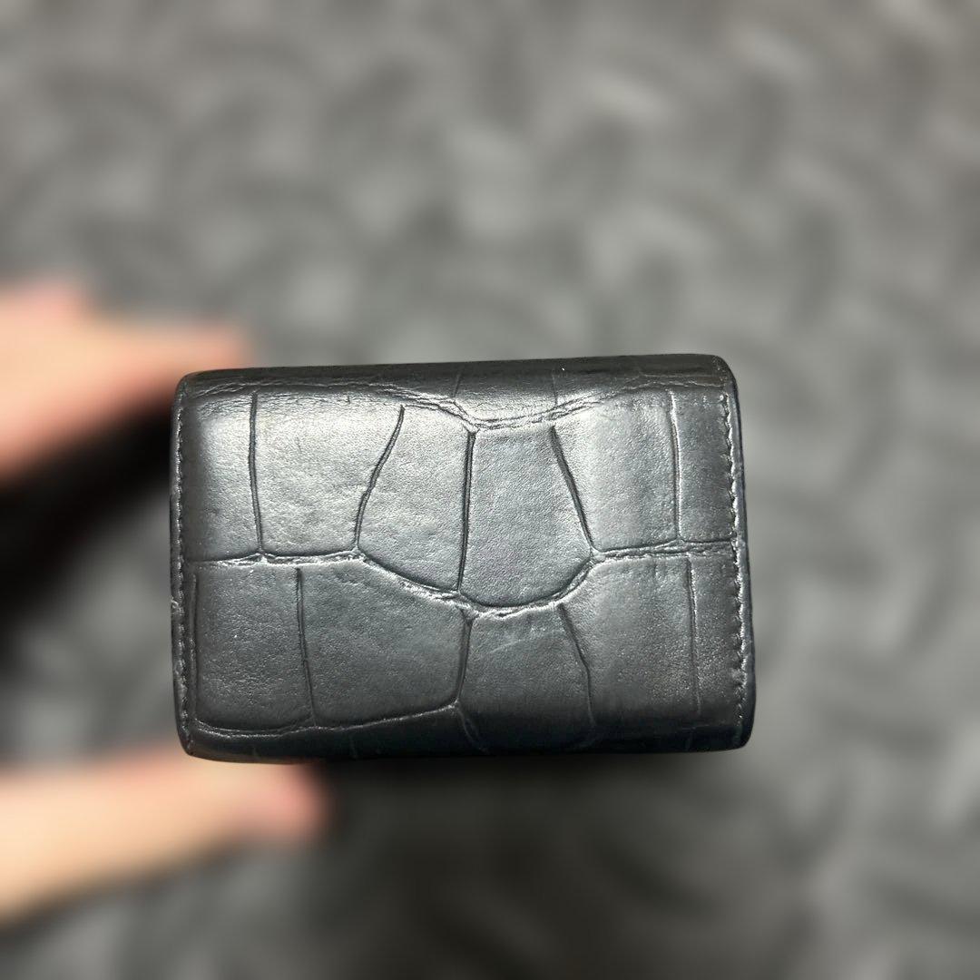 BALENCIAGA ブラック 三つ折り財布　クロコ柄